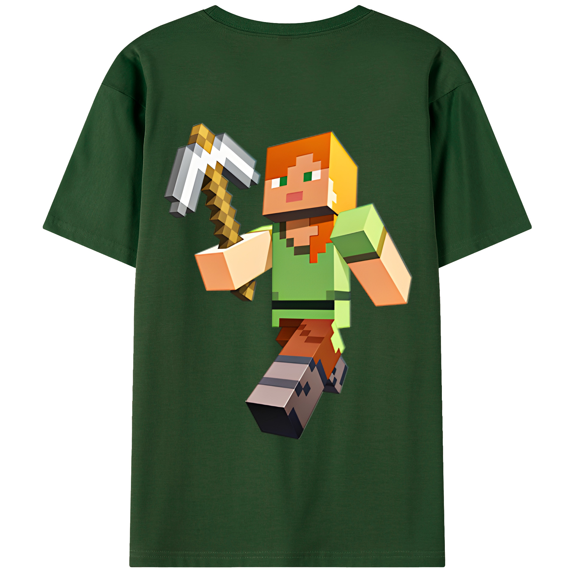 （画像用） マインクラフト ブロックの世界 Minecraft MC Block world 綿100％半袖Tシャツ（背面プリント）